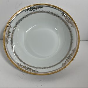 Savoy Home White Vegetable Serving Dish Gold Designed Trim Bowl